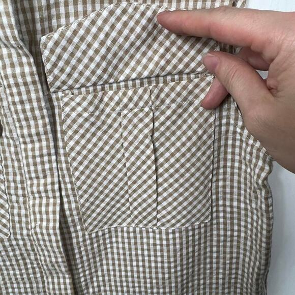 Sim & Sam Brown Gingham Sleeveless Button-Up Tank – Cotton, Size Small, NWOT - Picture 5 of 8